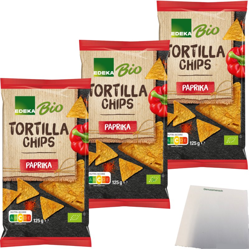 Edeka Bio Tortillachips Paprika MaisChips mit Paprikageschmack 3er P