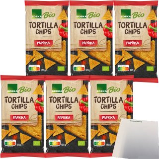 Edeka Bio Tortillachips Paprika Mais-Chips mit Paprikageschmack 6er Pack (6x125g Packung) + usy Block
