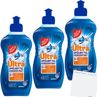 Gut&Günstig Ultra Spülmittel Konzentrat 5in1 3er Pack (3x500ml Flasche) + usy Block