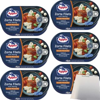 Appel Zarte Filets vom Hering Tomate-Mozarella 6er Pack (6x200g Dose) + usy Block