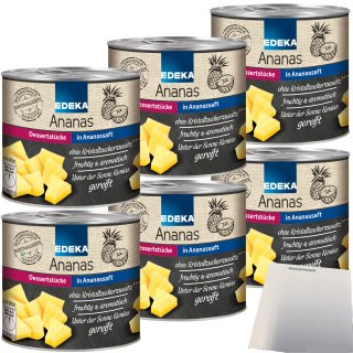 Edeka Ananas-Dessertstücke in Ananassaft fruchtig aromatisch 6er Pack (6x432g Dose) + usy Block