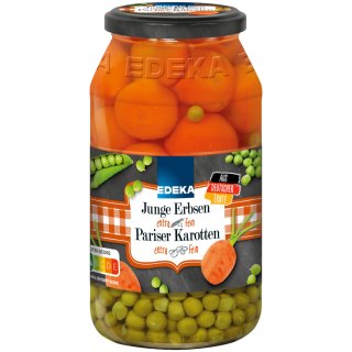 Edeka Junge Erbsen mit Pariser Karotten (530g Glas)
