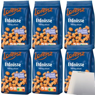Lorenz Erdnüsse würzig pikant ohne Fett geröstet 6er Pack (6x150g Packung) + usy Block