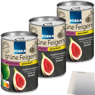 Edeka Grüne Feigen ganze Frucht gezuckert 3er Pack (3x415g Dose) + usy Block
