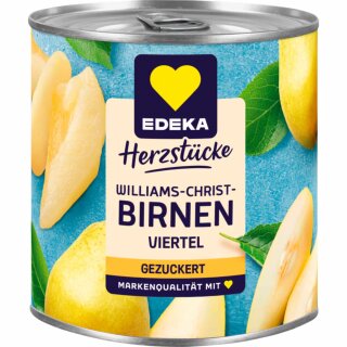 Edeka Herzstücke Williams-Christ-Birnen viertel Frucht gezuckert (225g Dose)
