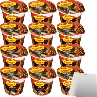 Maggi 5 Minuten Terrine Nudeln in dunkler Gulasch-Sauce 12er Pack (12x60g Becher) + usy Block