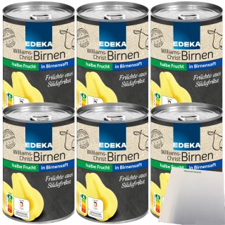 Edeka Williams-Christ-Birnen halbe Frucht in Birnensaft 6er Pack (6x410g Dose) + usy Block