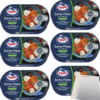 Appel zarte Filets vom Hering Sweet-Chili 6er Pack (6x200g Dose) + usy Block
