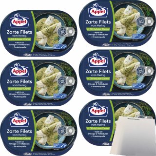Appel Zarte Filets vom Hering in Dill-Kräuter-Creme 6er Pack (6x200g Dose) + usy Block