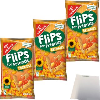 Gut&Günstig Erdnuss-Flips Mais-Erdnuss-Snack 3er Pack (3x200g Tüte) + usy Block