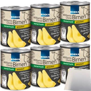 Edeka Williams-Christ-Birnen viertel Frucht gezuckert 6er Pack (6x225g Dose) + usy Block
