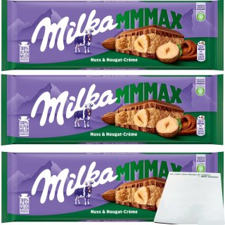 Milka Mmmax Nuss-Nougat-Creme Schokolade 3er Pack (3x300g Tafel) + usy Block