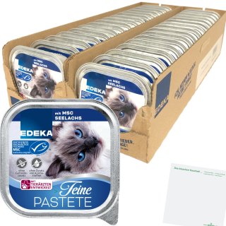 Edeka Cat Feine Pastete mit MSC Seelachs Katzenfutter VPE (32x100g Dose) + usy Block