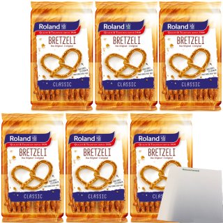 Roland Bretzeli Classic Salz Brezel Traditionell Geschlungen 6er Pack (6x100g Packung) + usy Block