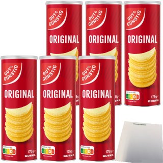 Gut&Günstig Stapelchips Original mit Salz verfeinert 6er Pack (6x175g Dose) + usy Block