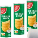 Gut&Günstig Stapelchips Sour Cream & Onion 3er Pack (3x175g Packung) + usy Block