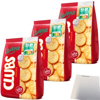 Lorenz Clubs gesalzene Party Cracker 3er Pack (3x200g Packung) + usy Block