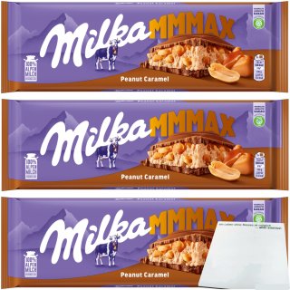 Milka Tafelschokolade Peanut-Caramel Großtafel 3er Pack (3x276g Tafel) + usy Block