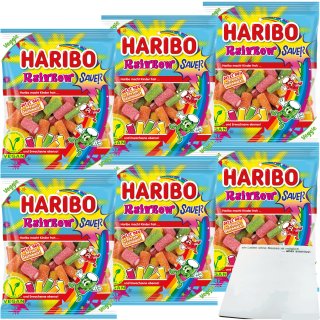 Haribo Rainbow Sauer Tropical Pfirsich Erdbeere Apfel Geschmack 6er Pack (6x160g Packung) + usy Block