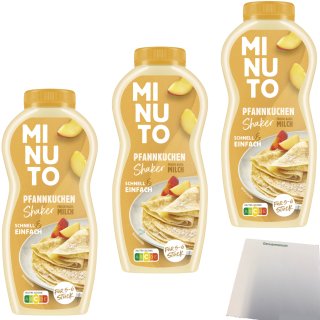 Minuto Shaker Pfannkuchen Mischung einfach und schnell 3er Pack (3x205g Shaker) + usy block