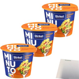 Birkel Minuto Ratsherrentopf Bohnen-Rind 3er Pack (3x51g Packung) + usy Block