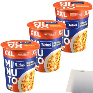 Birkel Minuto XXL Paprika-Hähnchen-Topf 3er Pack (3x82g Packung) + usy Block