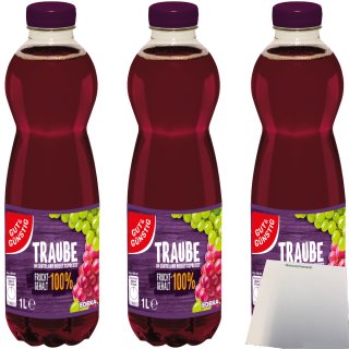Gut&Günstig Trauben-Direktsaft 100% Fruchtgehalt 3er Pack (3x1 Liter Flasche) + usy Block