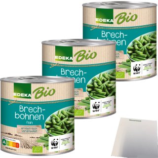 Edeka Bio Brechbohnen fein sortiert 3er Pack (3x400g Dose) + usy Block