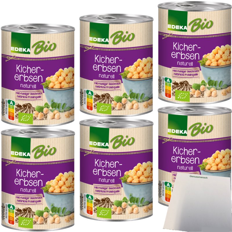 Edeka Bio Kichererbsen mild-nussiger Geschmack 6er Pack (6x400g Dose)