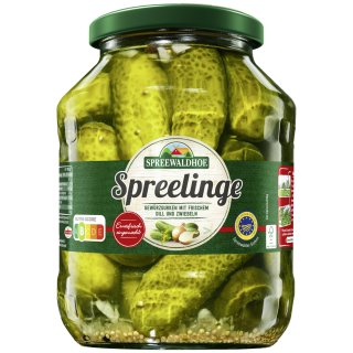 Spreewaldhof Spreelinge Gurkentopf Gewürzgurken mit Dill und Zwiebeln (1550g Glas)