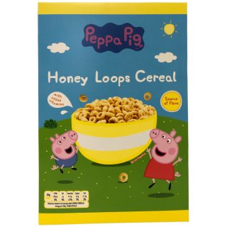 Peppa Pig Honey Loops Frühstückscerealien aus Vollkorngetreide mit Honig (375g Packung)