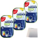 Gut&Günstig Sardinenfilets in Sonnenblumenöl mit Zitrone 3er Pack (3x125g Packung) + usy Block