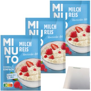 Minuto Milchreis klassische Art schnell und einfach 3er Pack (3x114g Packung) + usy Block