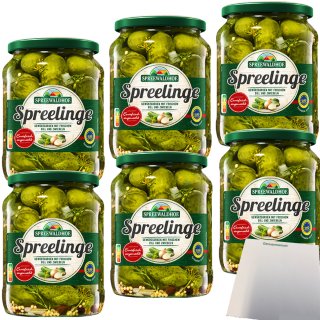 Spreewaldhof Spreelinge Gewürzgurken mit Dill und Zwiebeln 6er Pack (6x670g Glas) + usy Block