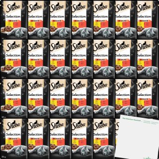 Sheba Selection in Sauce mit Huhn & Rind 28er Pack (28x85g Packung) + usy Block