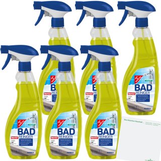 Gut&Günstig Badreiniger wirksam gegen Kalk und Schmutz 6er Pack (6x1 Liter Flasche) + usy Block