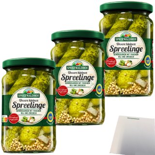 Spreewaldhof Spreelinge Gewürzgurken feine Auslese 3er Pack (3x330g Glas) + usy Block