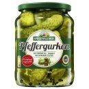 Spreewaldhof Pfeffergurken mit frischem Dill Zwiebeln und schwarzem Pfeffer 3er Pack (3x670g Glas) + usy Block