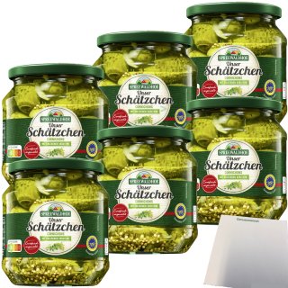 Spreewaldhof Unser Schätzchen Cornichons mit Kräuter 6er Pack (6x530g Glas) + usy Block