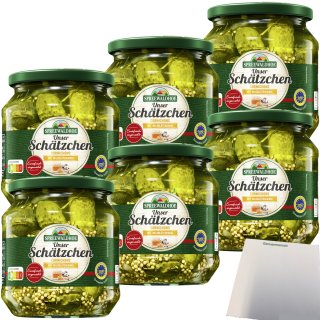 Spreewaldhof Unser Schätzchen Cornichons mit Wildblütenhonig 6er Pack (6x530g Glas) + usy Block