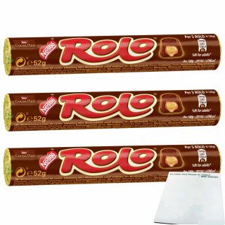 Nestle Rolo Toffee 3er Pack (3x52g Rolle) + usy Block