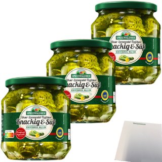 Spreewaldhof Gewürzgürkchen knackig und süß 6er Pack (6x530g Glas) + usy Block