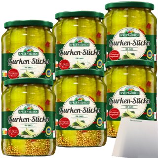 Spreewaldhof Gurkensticks süß-sauer 6er Pack (6x670g Glas) + usy Block