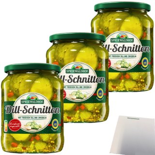 Spreewaldhof Dillschnitten mit frischem Dill und Zwiebeln 3er Pack (3x670g Glas) + usy Block