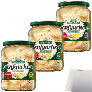 Spreewaldhof Senfgurken traditionell gewürzt 3er Pack (3x670g Glas) + usy Block