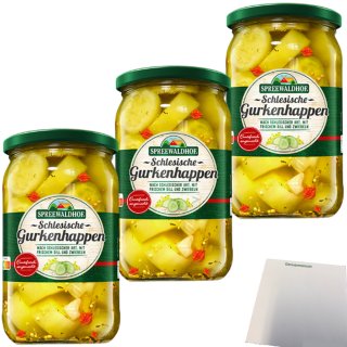 Spreewaldhof Schlesische Gurkenhappen 3er Pack (3x530g Glas) + usy Block