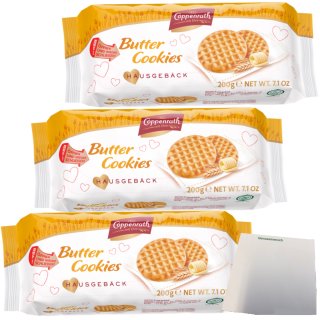 Coppenrath Butter Cookies Hausgebäck 3er Pack (3x200g Packung) + usy Block