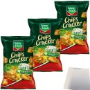 funny-frisch Chips Cracker Joghurt Gurke Style 3er Pack (3x90g Packung) + usy Block