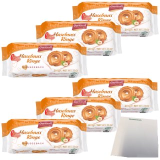 Coppenrath Haselnuss Ringe Hausgebäck 6er Pack (6x200g Packung) + usy Block