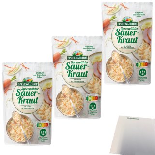 Spreewaldhof Spreewälder Sauerkraut Fix und fertig mit Karottenstreifen 3er Pack (3x400g Packung) + usy Block